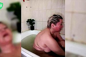 aimee lou wood? nah, this mature russian milf bitch shaves her pussy then jerks off in shower close-up 😈💦