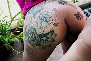 morena rabuda in little dress fucks hard on the balcony