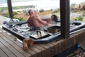 early morning in mountains... can i resist watching her drip wet for hidden orgasm?