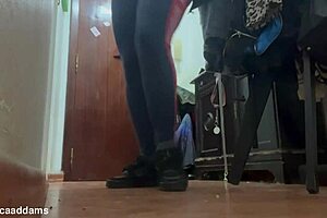 secret cam catches hairy latina mommy's foot fetish outdoors