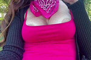 i can't stop flashing my big tits nipples in the woods craving fuck