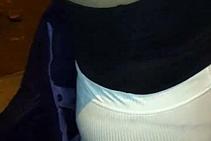 Madura flashes red thong in see-through leggings on street