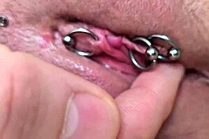 He fingers my pierced clit till juicy orgasms explode.