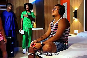 four hands MASSAGE turns into ROUGH SEX with nasty HOTWIFE and ebony stud