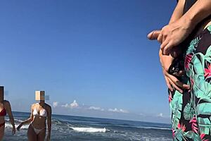 Hey watch me flash cock on public beach hoping two wet pussy latinas crave mff threesome prize
