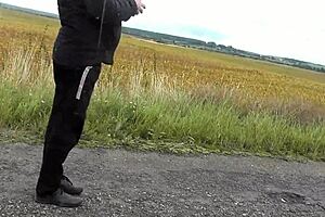 blonde wife stops car naked fingers wet pussy squirts publicly