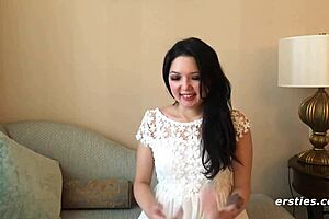 Ameliya Intimately Fingers Shaved Pussy And Teases Clit In Bedroom