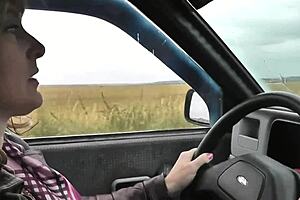 blonde wife stops car naked fingers wet pussy squirts publicly