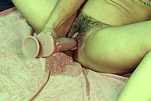 Latina wife caught masturbating huge dildo outdoors on cam