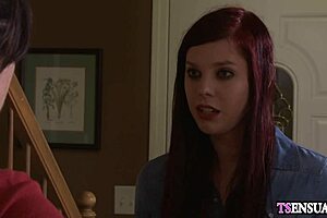 SHEMALE Teen Makes Busty Milf Scream in Lesbian Pleasure!