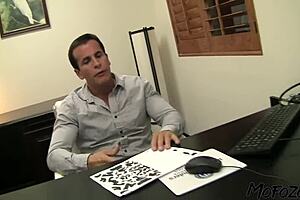 Brunette Office Worker Gags On Monster Cock Through Glory Hole At Work