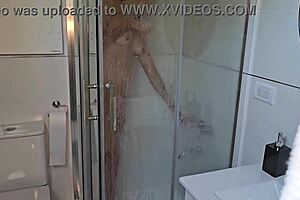 Stepmom seduces me watching her masturbate in shower moans loud