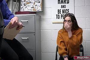 stepdad and officer POUND brunette thief's tight pussy deepthroat domination