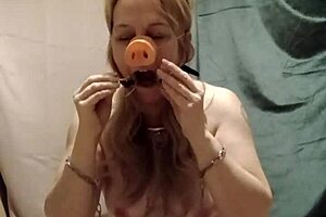 French Maid Slave Bound in Latex Gives Lotion Fellatio and Pig Groin Indoctrination