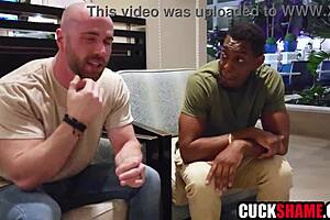 wife takes bbc and white cock in front of cuck hubby 😈👅