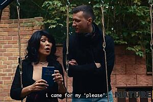 mature asian cougar ridin' young czech boy hard... shavin' that pussy for monster cock!