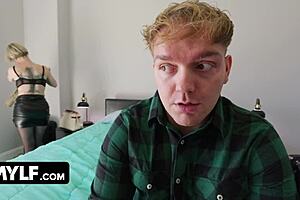 horny stepmom rides stepson's cock her huge tits bounce all over mylf