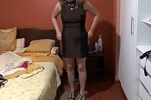 Stepmom fingers herself watching me stroke cock