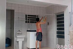 caught spying on busty skinny stepmom in lingerie, now she punishes with her huge ass?