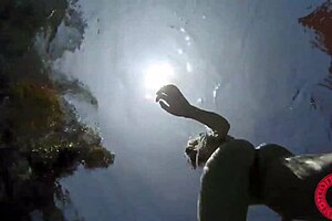 Samantha Rones fingers pussy underwater in close-up solo scenes with clit play