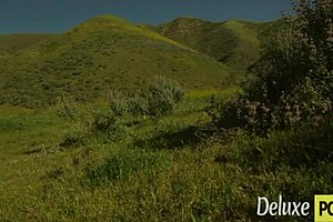 Cowboy pins smoking hot shaved blonde teen against tree for outdoor hd pussy pounding