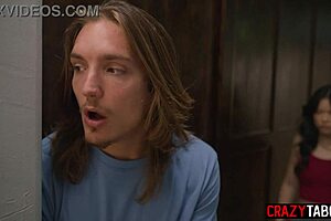 little asian stepsister lulu chu spots stepbro stroking to busty milf stepmom