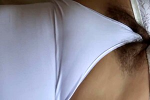 look at my hairy pussy peeking from panties i love flashing to make cocks throb hard