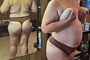 Watch this milf's massive ass and tits burst free in striptease frenzy while clothes rip away revealing every curve