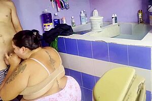 desperate novia deepthroats jefe in clothing zone for wild quickie creampie