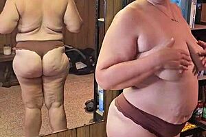 Watch this milf's massive ass and tits burst free in striptease frenzy while clothes rip away revealing every curve