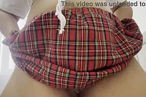 STEPSISTER rubs wet pussy watching tv no panties orgasm solo tease