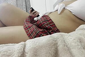 STEPSISTER rubs wet pussy watching tv no panties orgasm solo tease