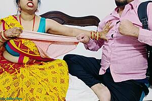 Desi stepmom's big boobs teach stepson pussy licking hindi