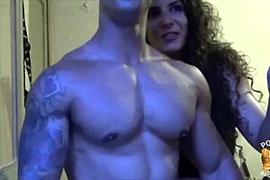 Sporty French brunette Laura teases in lingerie with her tight assets