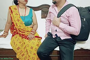 Desi stepmom's big boobs teach stepson pussy licking hindi