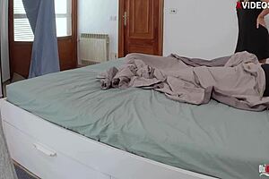 StepMom gifts me blowjob and pussy fuck then takes my creampie load