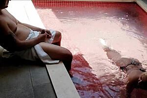 Poolside with my hot blonde latina cousin... wanna see her fat ass gape on my cock?