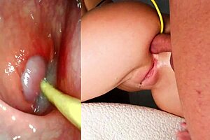 Camera deep in ass creampie view