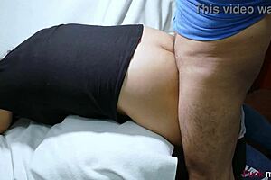 Step Mom Sneaks Doggystyle Creampie with Dad's Friend on Hidden Video Closeup Gaping