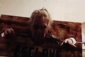 Bound Slave Flogs in Stocks While Masturbating Wildly!