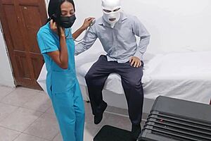 Slutty Latina nurses seduce ebony patient for hospital homemade sex romp