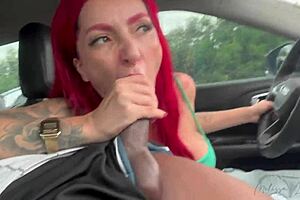 stepmom uber driver sucks my cock while driving to school!
