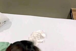 Chubby Asian Housewife Ass Shaking Creampie Bent Over Doggystyle