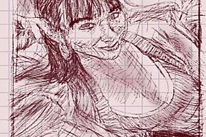 sketching cute asian milf in steamy bedroom sex fantasy scene