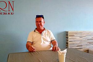 Does naked waitress let restaurant guest eat from her navel?