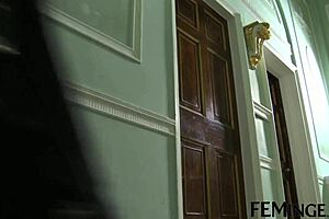 Blonde stepmom licks and fingers brunette teen to lesbian orgasm bliss