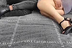 French mature stockings beauty seduces transsexual underwear play?