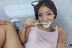 Stepdad's Cock POUNDS Perfect Big Ass Teen in Bathroom Creampie!