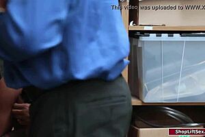 ebony thief caught and anally pounded by the stern officer at work