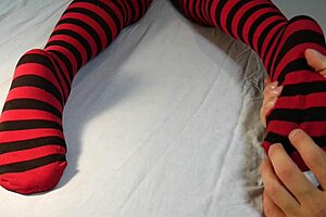 guy massages and tickles her bare soles after stripping off those sexy socks